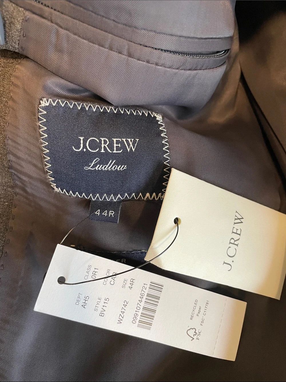 J. Crew Ludlow Traveler Slim Fit Suit Jacket Carbon Italian Stretch‎ Wool 44R